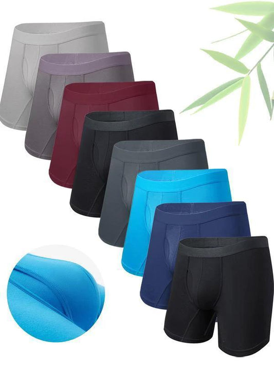 Men's Pure Color Bamboo Fiber Boxing Underwear Breathable by GJG Denim