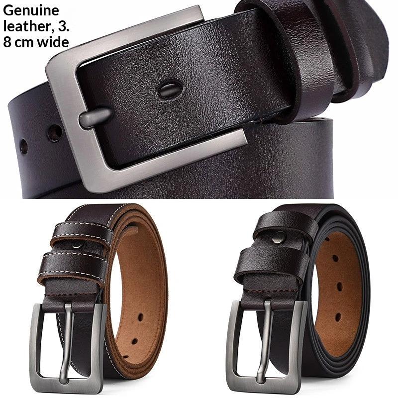 Vintage Genuine Cowhide Leather Men's Belt by GJG Denim