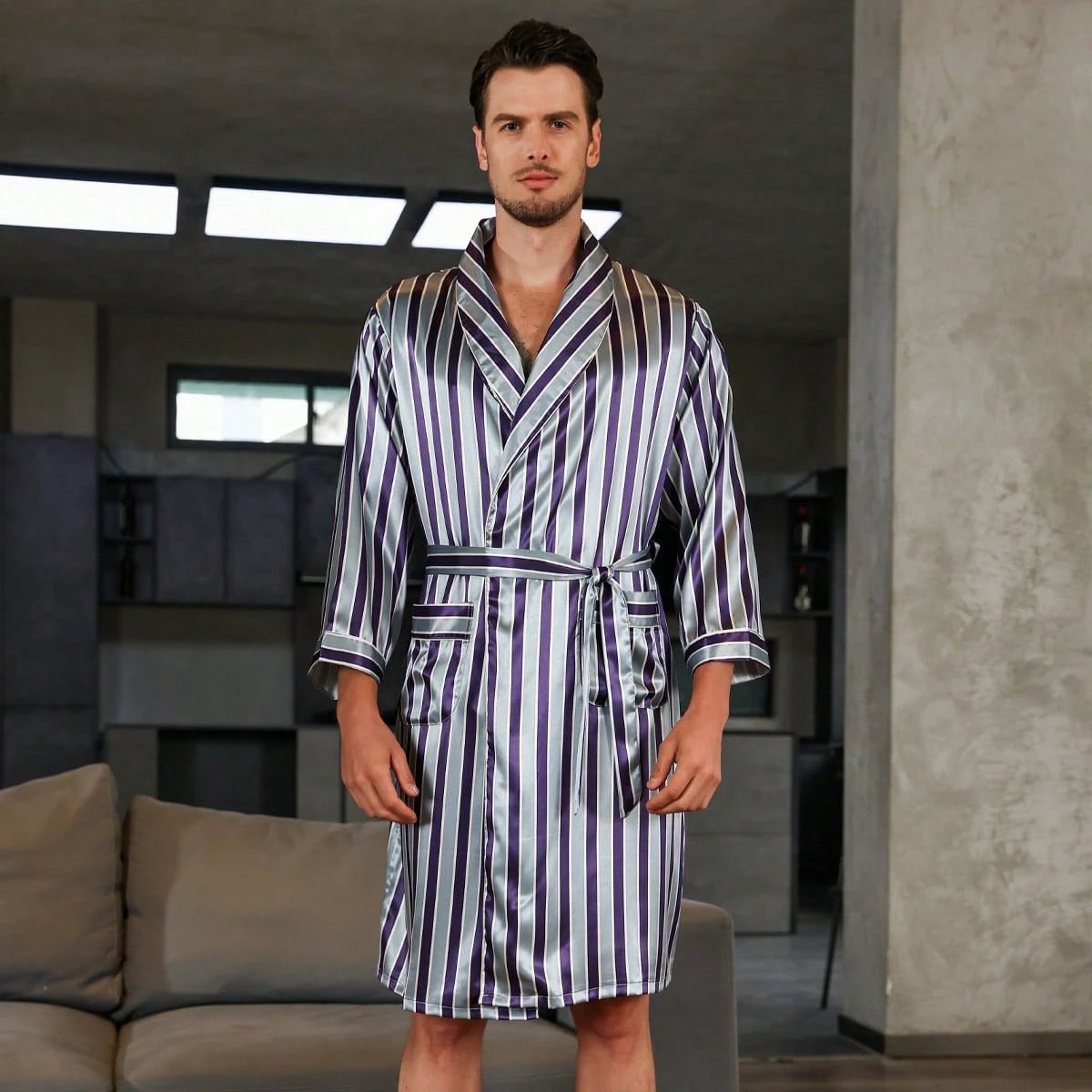 Men's Summer Silk Robe by GJG Denim