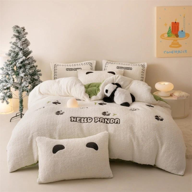 Heavy Weight Fleecefiber Towel Embroidery Duvet Cover Four-piece Set by GJG Denim
