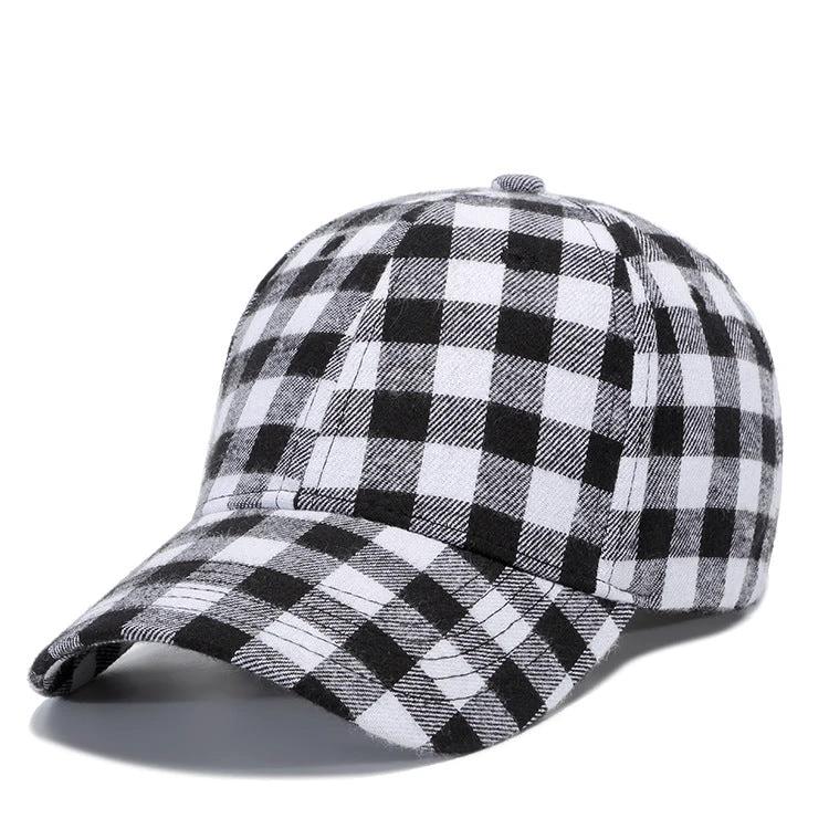 Checkered Peak Baseball Hat For Men by GJG Denim