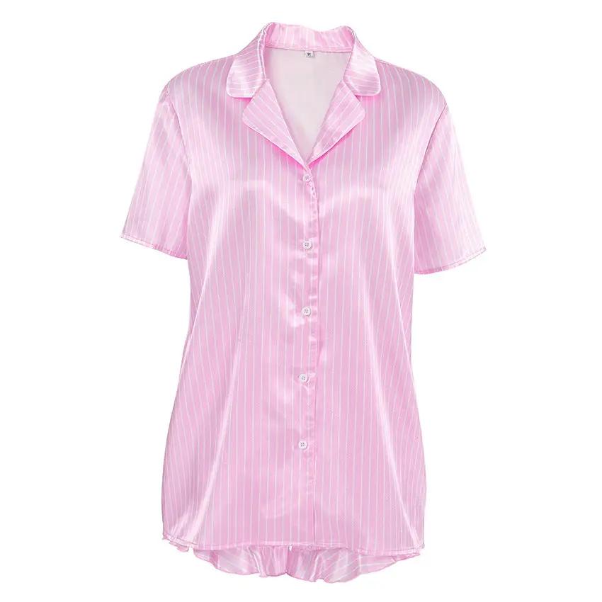 Women's Striped Short-sleeve Two-piece Set by GJG Denim