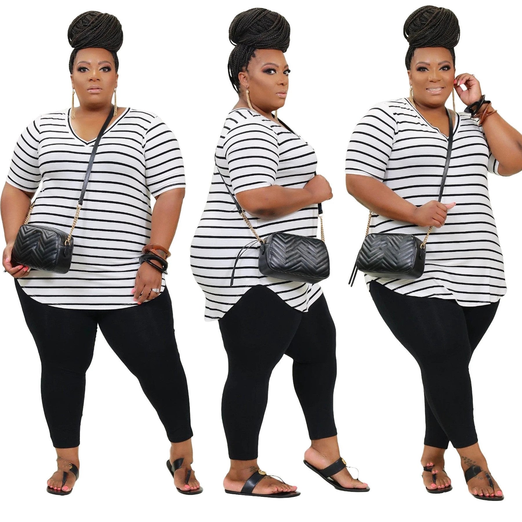 Women's Positioning Plus Size 5X Striped Printed Casual Suit by GJG Denim