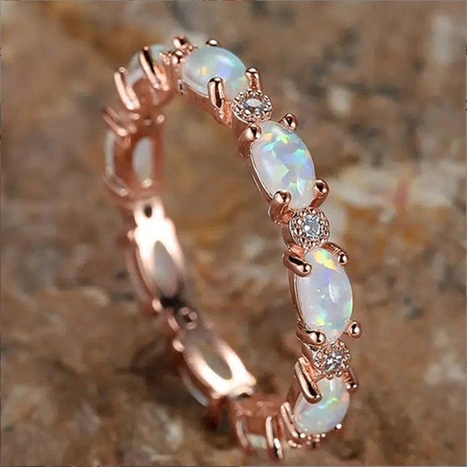 Platinum Heart-shaped Full Of Diamond Opal Ring by GJG Denim