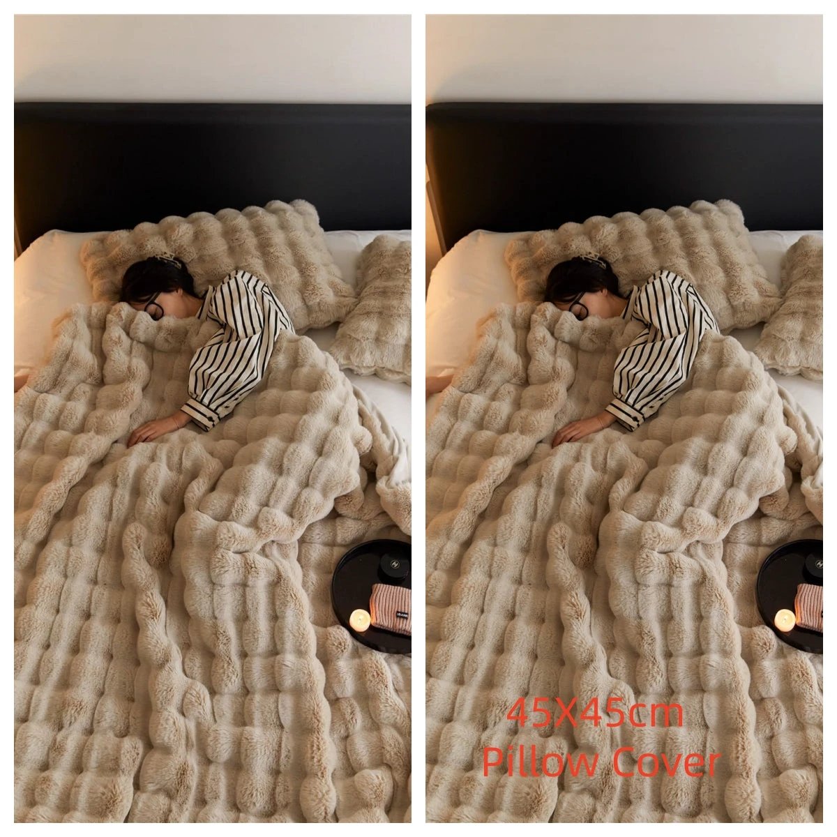 Rabbit Bubble Velvet Thickened Nap Blanket by GJG Denim
