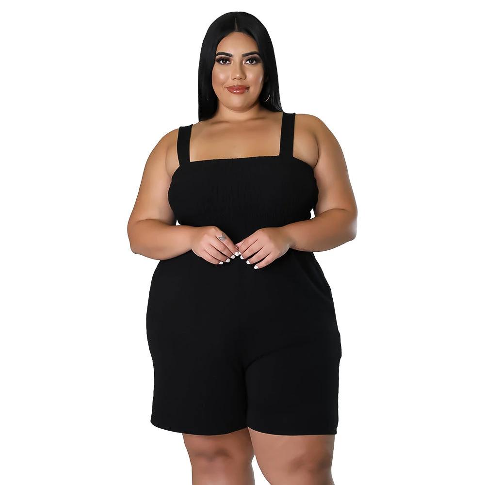 Fashionable Solid-Color Slim-Fit Ruched Backless Romper by GJG Denim
