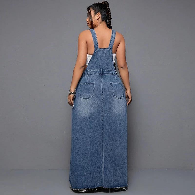 Women's Cool Denim Suspender Skirt by GJG Denim