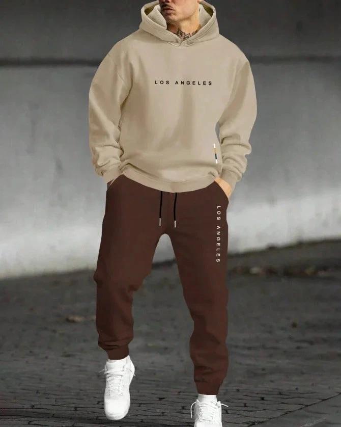 Men's Fashion Trendy Casual All-matching Hooded Sweatshirt And Sweatpants Suit by GJG Denim