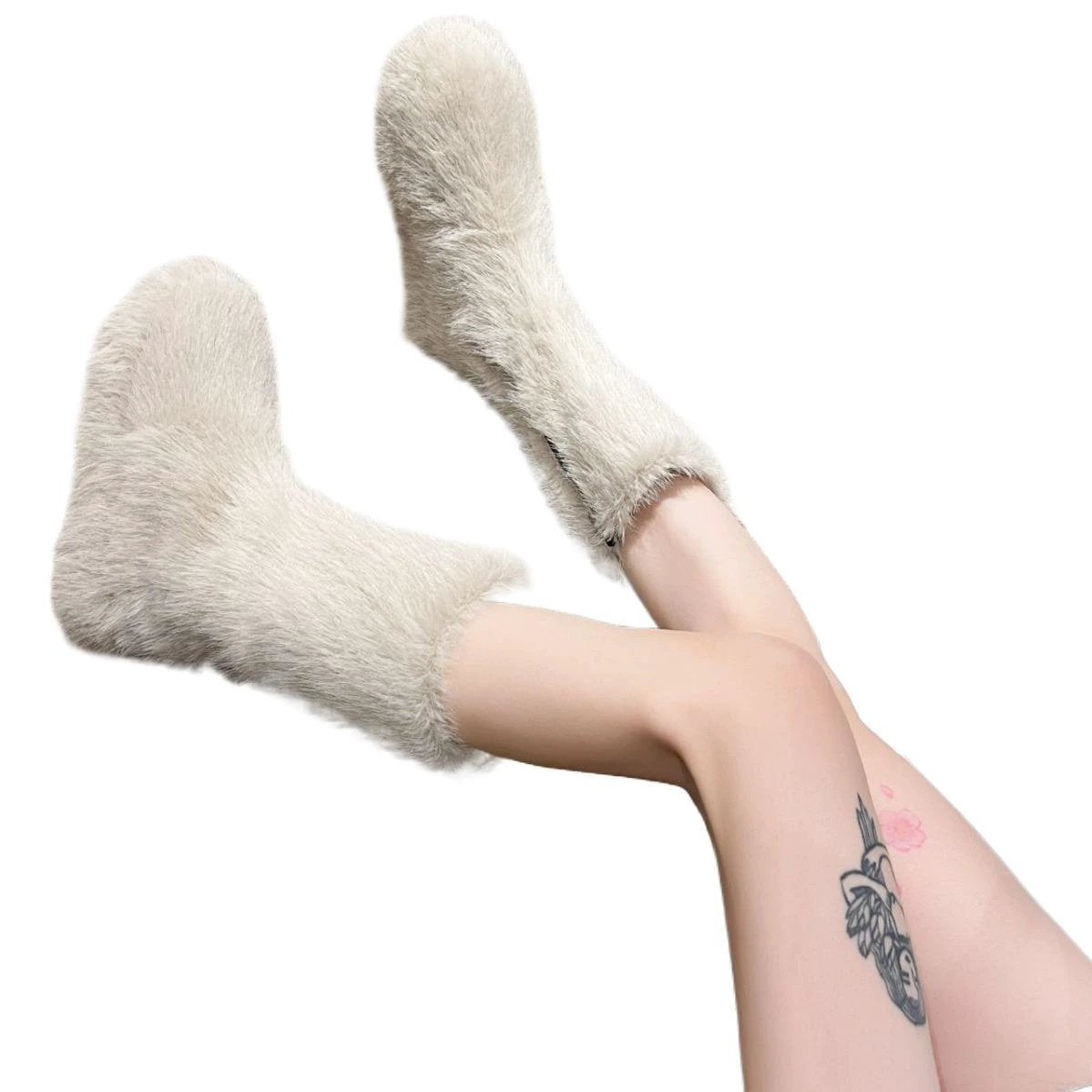 Women's Thick Bottom Fleece-lined Thermal Insulation Cotton Shoes by GJG Denim