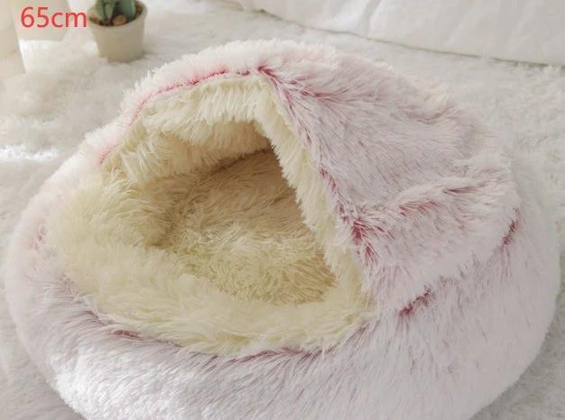 2 In 1 Dog And Cat Bed Pet Winter Bed Round Plush Warm Bed House Soft Long Plush Pets Bed Pet Products by GJG Denim