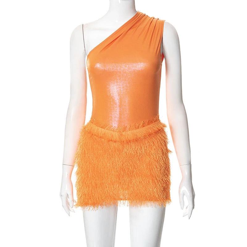 Feather Suit Skirt European Beauty Bodysuit by GJG Denim