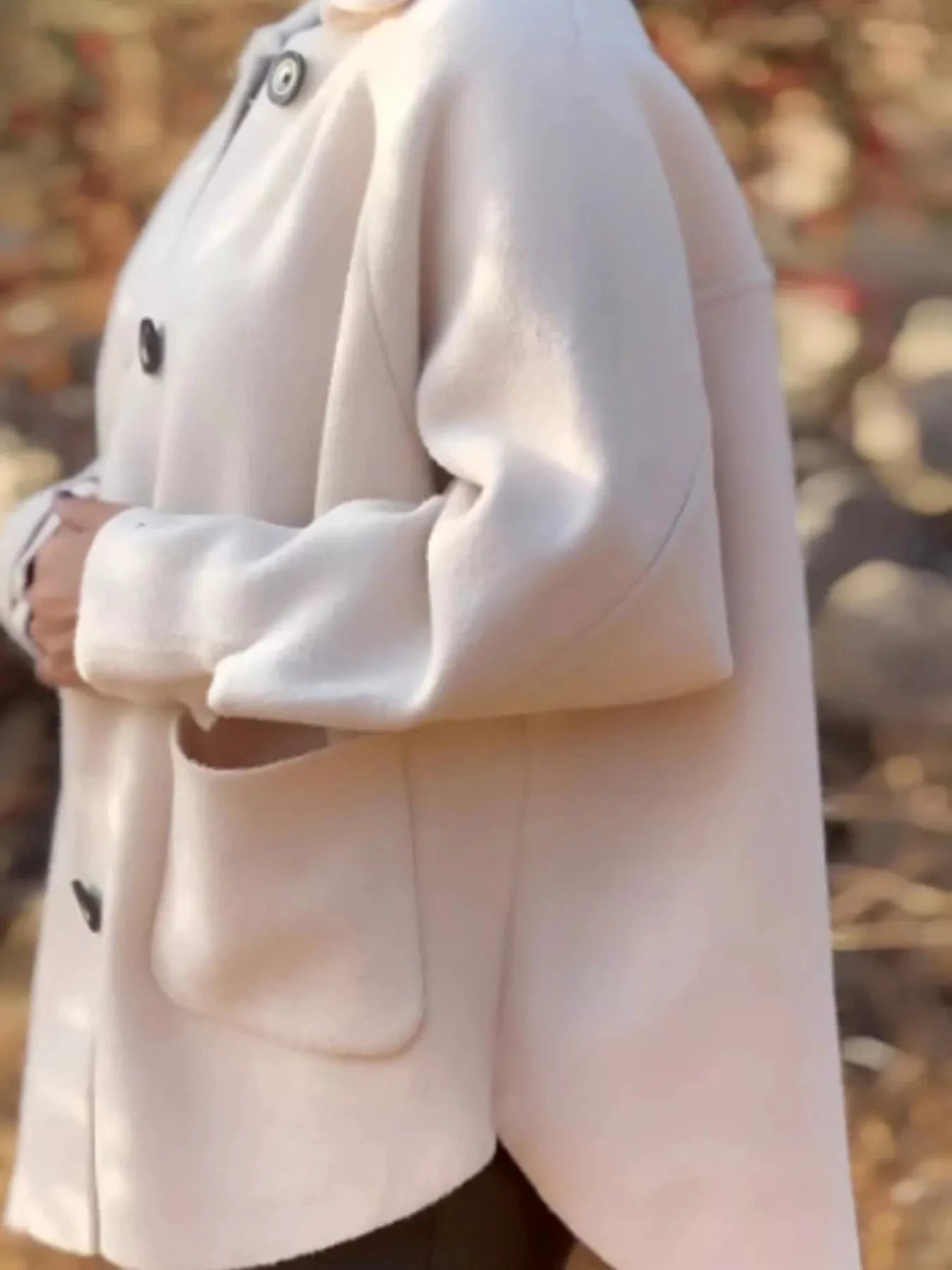 Full Size Button-Front Raglan Sleeve Coat Plus Size by Lady Ros