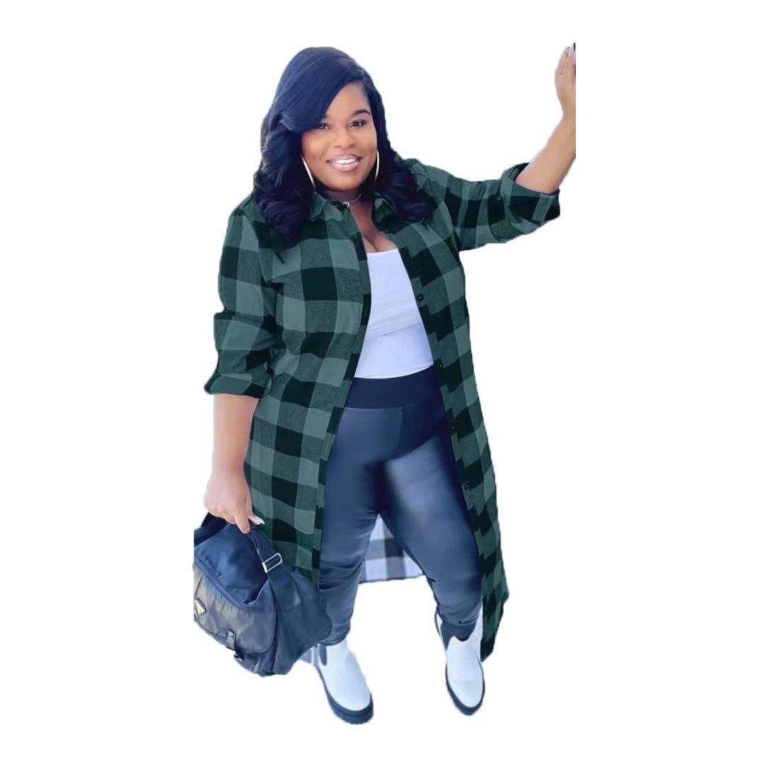 Plus Size Fashion Women's Plaid Shirt by GJG Denim