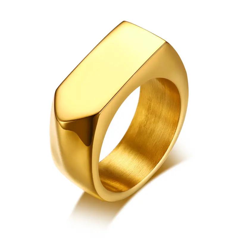 Classic Stainless Steel Black Square Men Ring Rock Vintage by GJG Denim