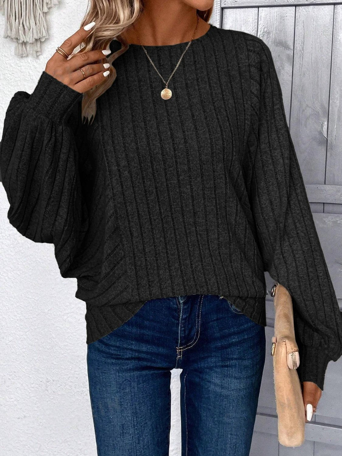 Plus Size Round Neck Batwing Sleeve T-Shirt by Lady Ros