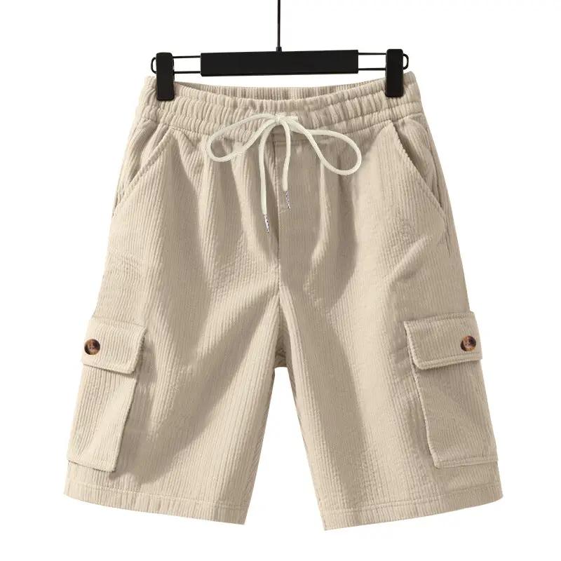 Men's Heavyweight Loose Casual Corduroy Shorts by GJG Denim