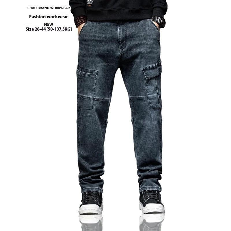 Men's Nostalgic Retro Multi-pocket Jeans by GJG Denim