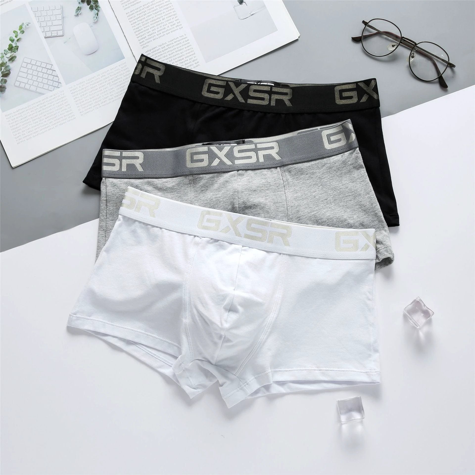 Men's Purified Cotton Low Waist Breathable Comfortable Solid Color Underwear by GJG Denim