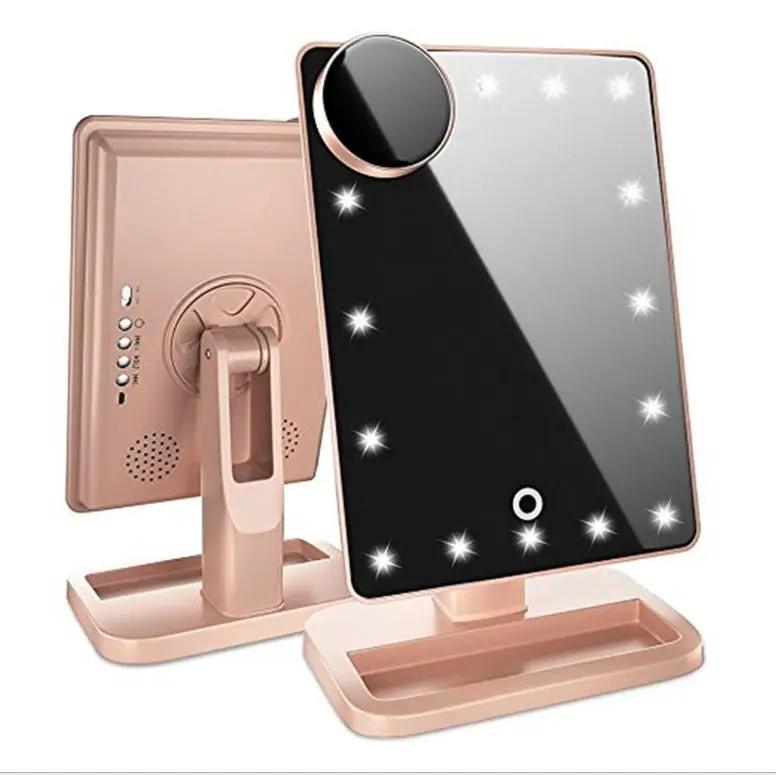 Touch Screen Makeup Mirror With 20 LED Light Bluetooth Music Speaker 10X Magnifying Mirrors Lights by GJG Denim