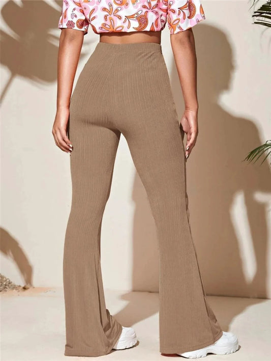 Full Size High-Waist Flare Active Pants Plus Size by Lady Ros