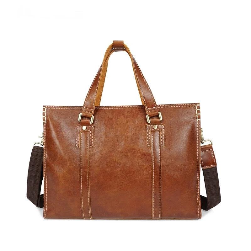 Men's Leather Shoulder Messenger Bag by GJG Denim