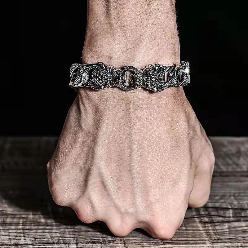 Double Leopard Head Bracelet For Men by GJG Denim