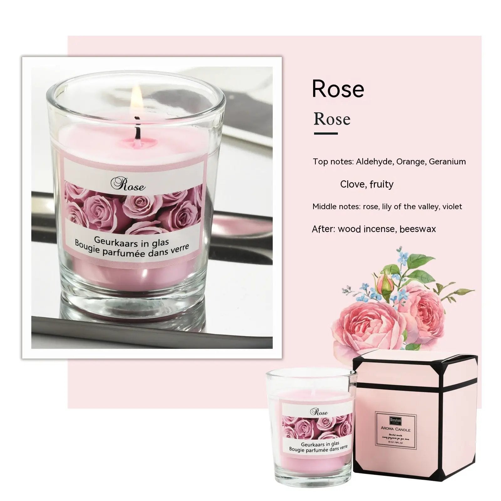 Plant Candles Aromatherapy Glass Romantic Fragrance by GJG Denim