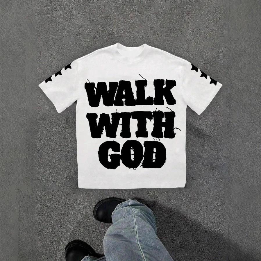 Personality Street Hip Hop Style Letter Pattern T-shirt Retro by GJG Denim