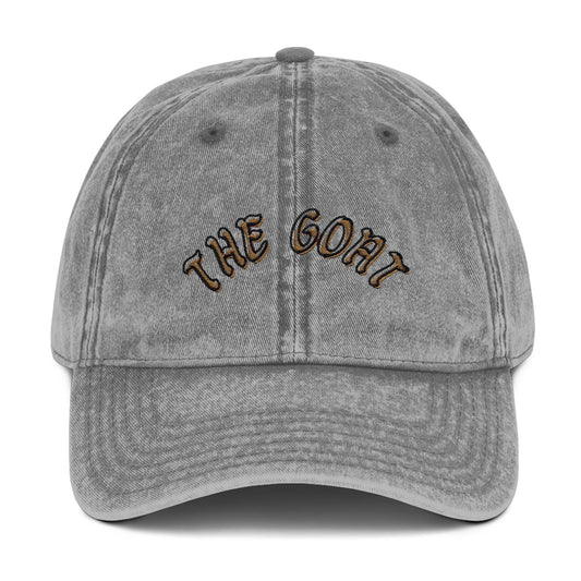 Vintage Embroidered Cap - 'The GOAT' Adjustable Hat by Printify