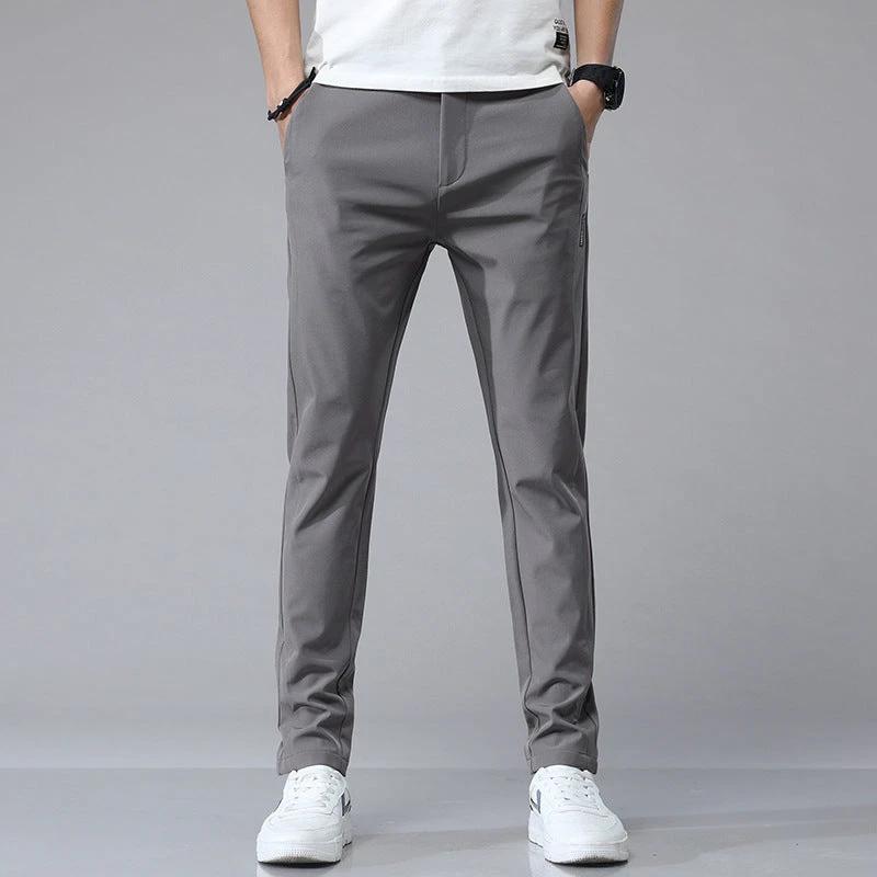 Men's Caual Elastic-Waist Pants With Fleece Lining by GJG Denim