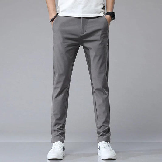 Men's Caual Elastic-Waist Pants With Fleece Lining by GJG Denim