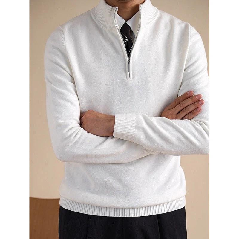 Quarter-zip Long-sleeve Knit Sweater For Men by GJG Denim