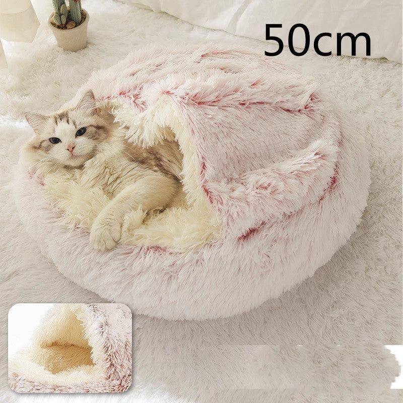2 In 1 Dog And Cat Bed Pet Winter Bed Round Plush Warm Bed House Soft Long Plush Pets Bed Pet Products by GJG Denim