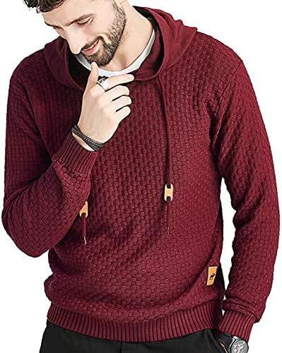 Men's Long Sleeve Solid Color Hooded Sweater by GJG Denim