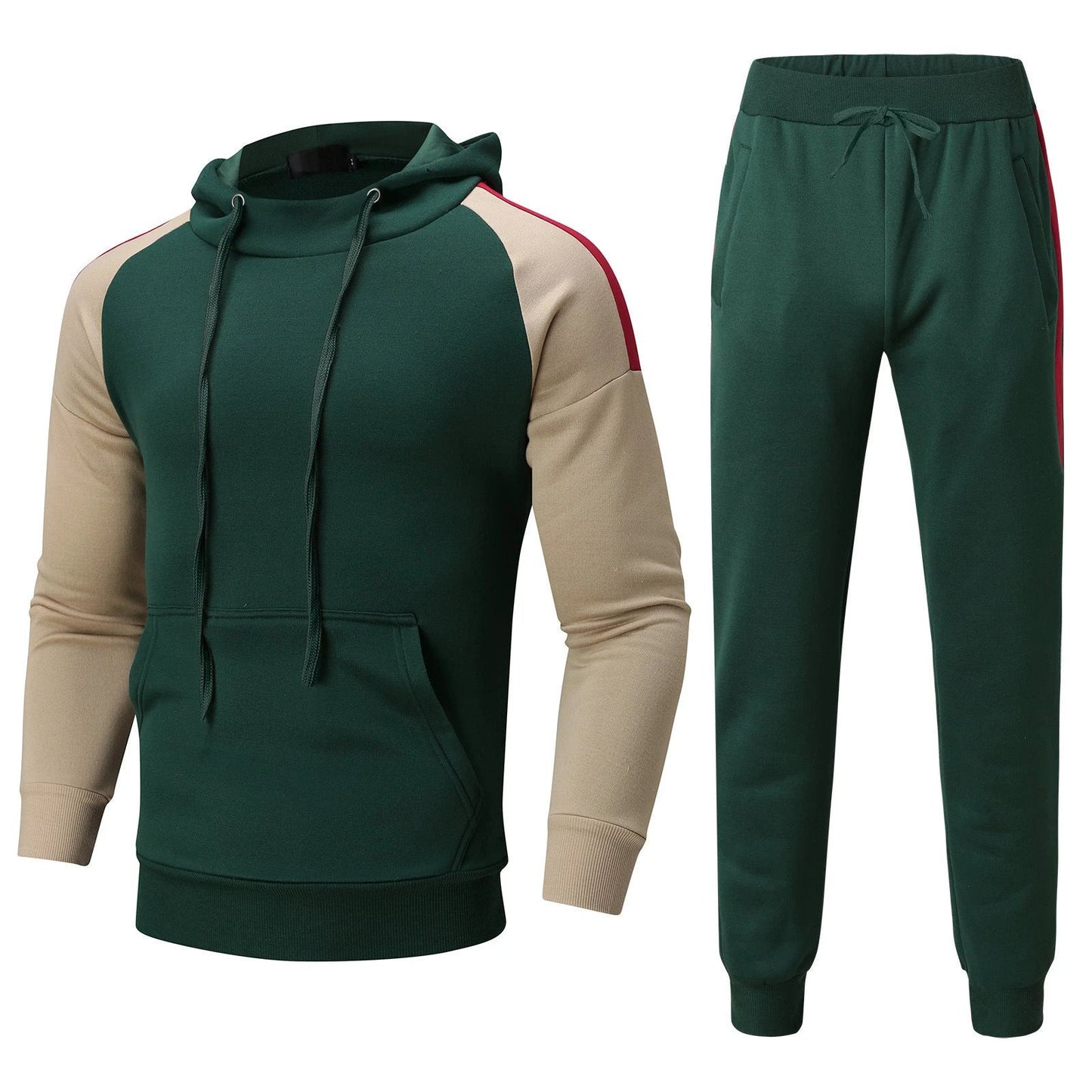 Men's Sport Color-blocked Sweatshirt Sport Casual Set by GJG Denim