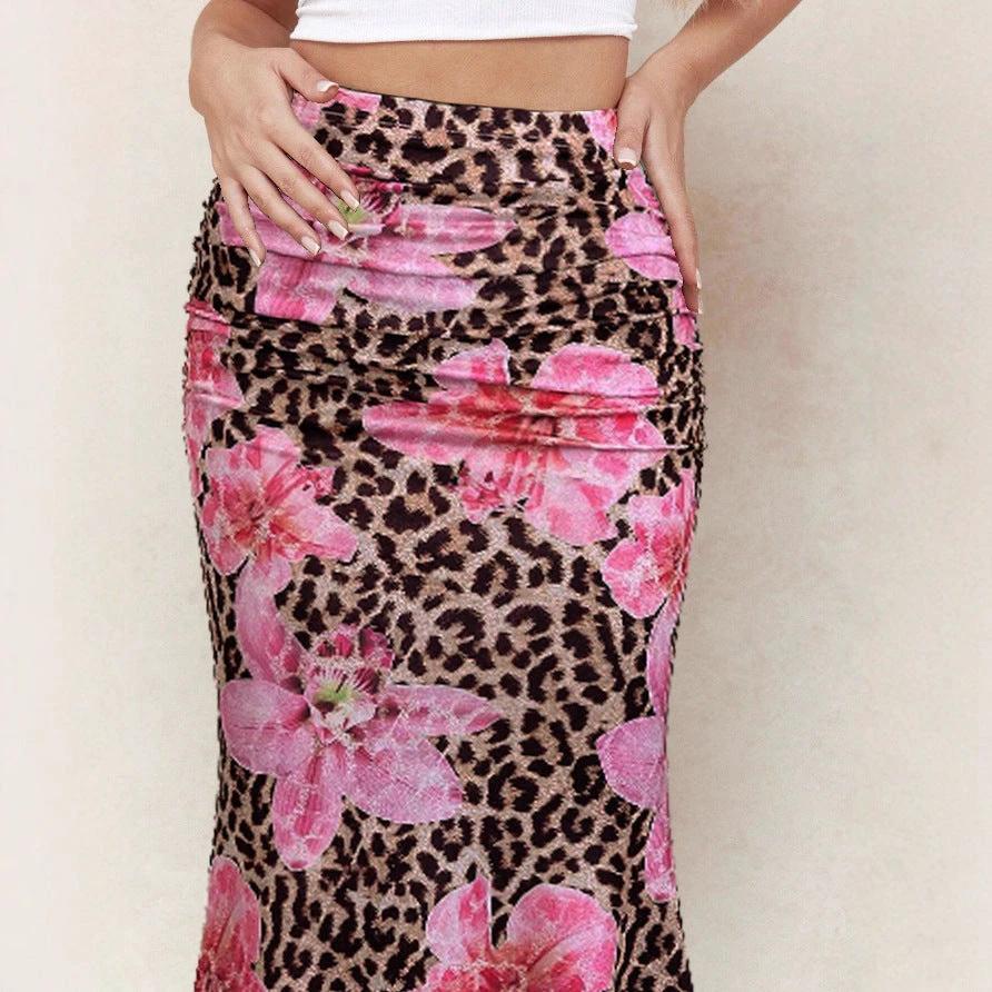 New Leopard Print Midi Skirt by GJG Denim