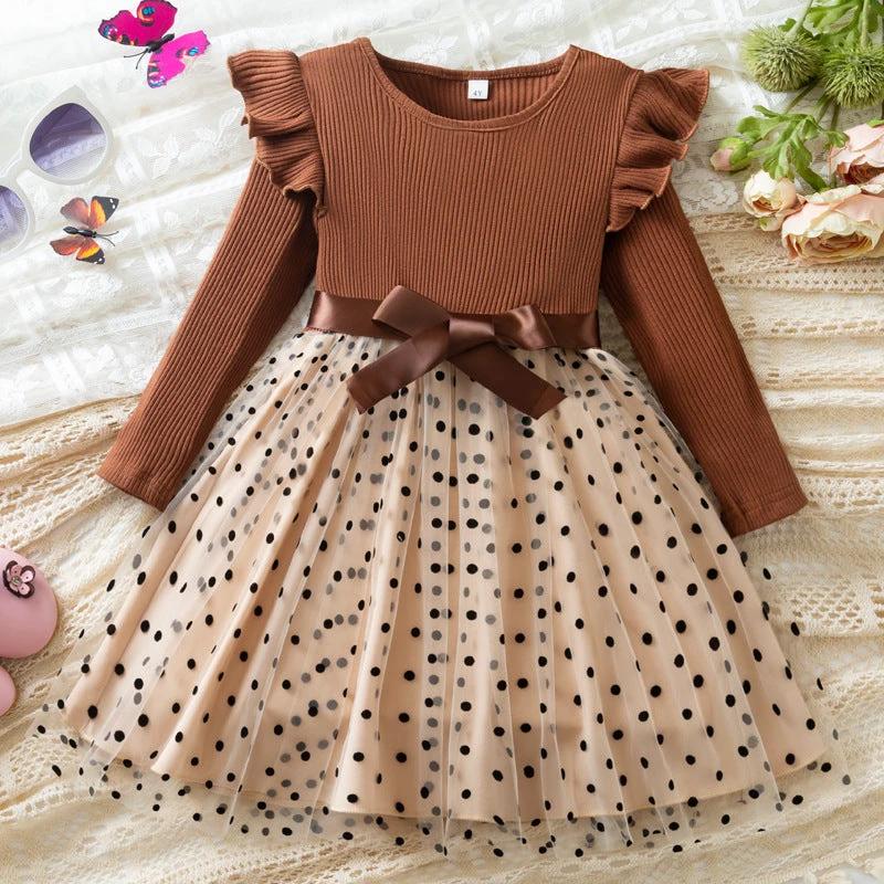 Long Sleeve Dress Dot Mesh Girl by GJG Denim