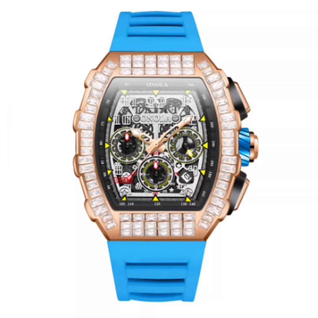 Men's Luxury Square Diamond Watch With Star Pattern by GJG Denim