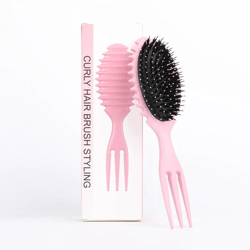 Curl Defining Bounce Hair Brush Barbershop Boar Bristle Comb Detangling Shaping Hairbrushes Professional Salon Home Styling Comb by GJG Denim