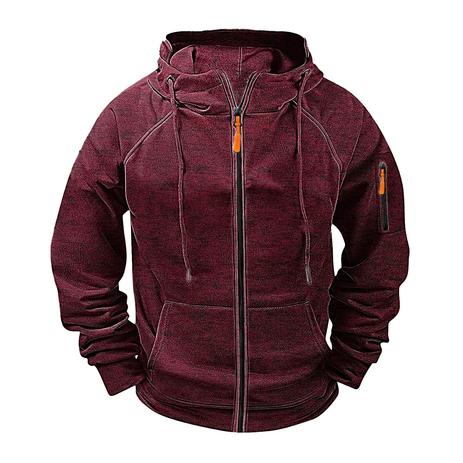 Men's Loose Leisure Hooded Zip-up Sweater by GJG Denim