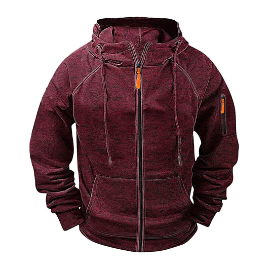 Men's Loose Leisure Hooded Zip-up Sweater by GJG Denim
