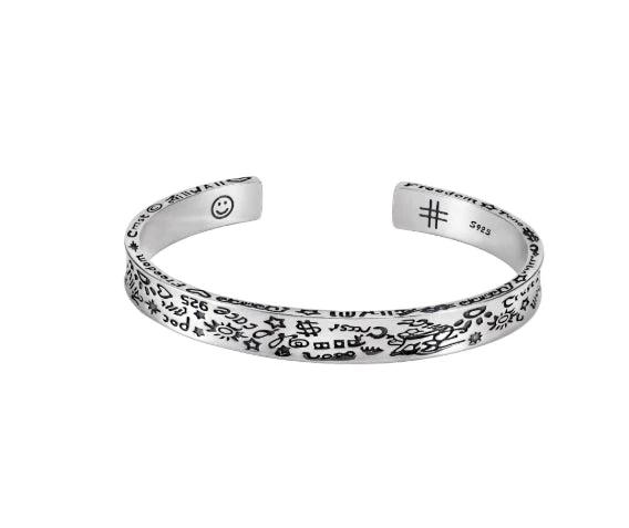 Men's 925 Sterling Silver Graffiti Bracelet by GJG Denim