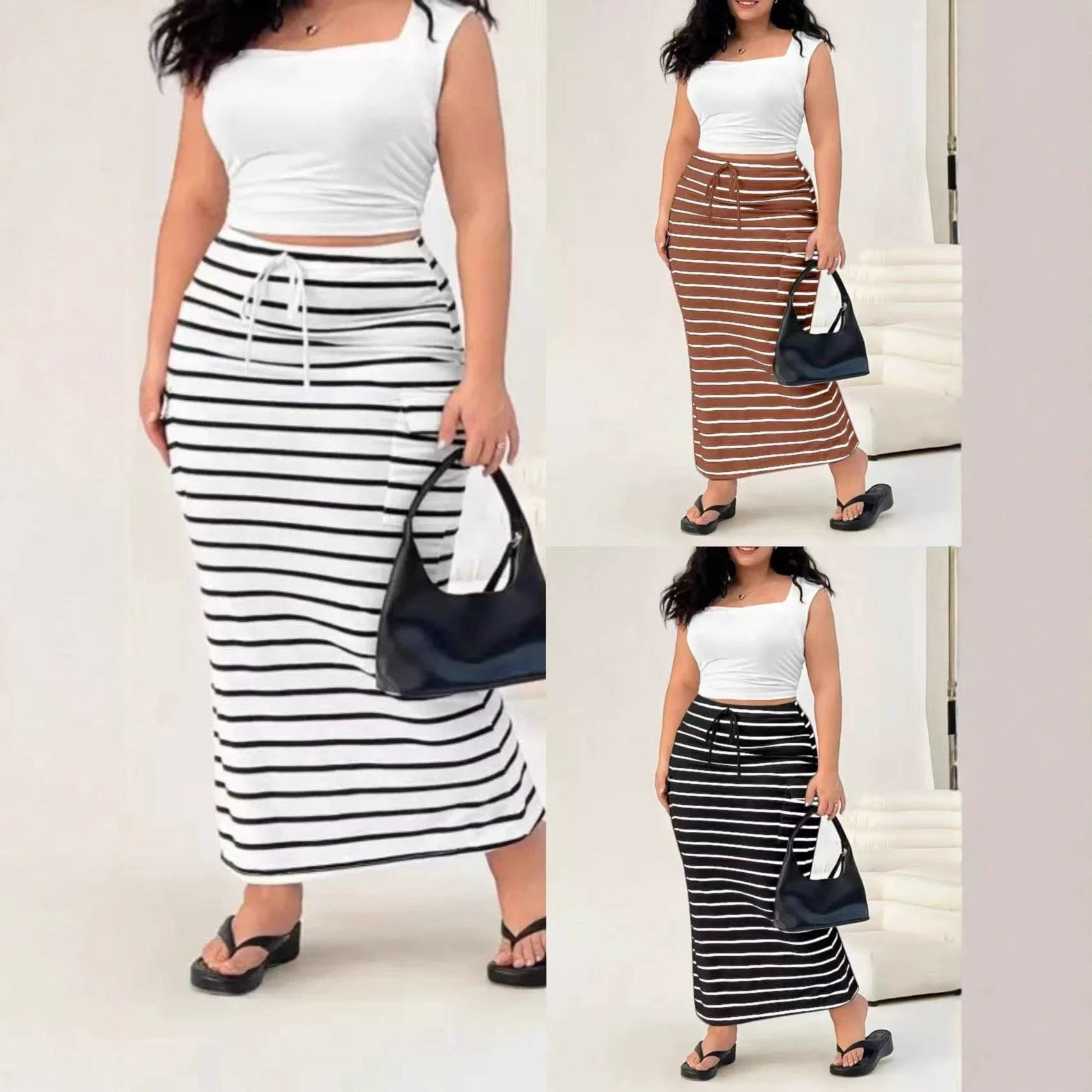 Knitted Simple Pocket Slim-fit Hip Skirt by GJG Denim