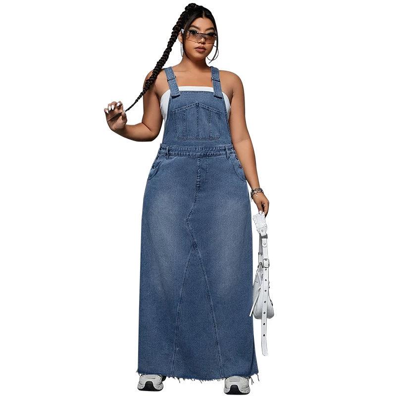 Women's Cool Denim Suspender Skirt by GJG Denim