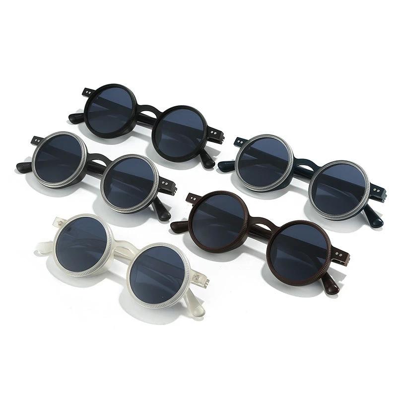 Adjustable Zoom Round Frame Polarized Sunglasses For Men by GJG Denim