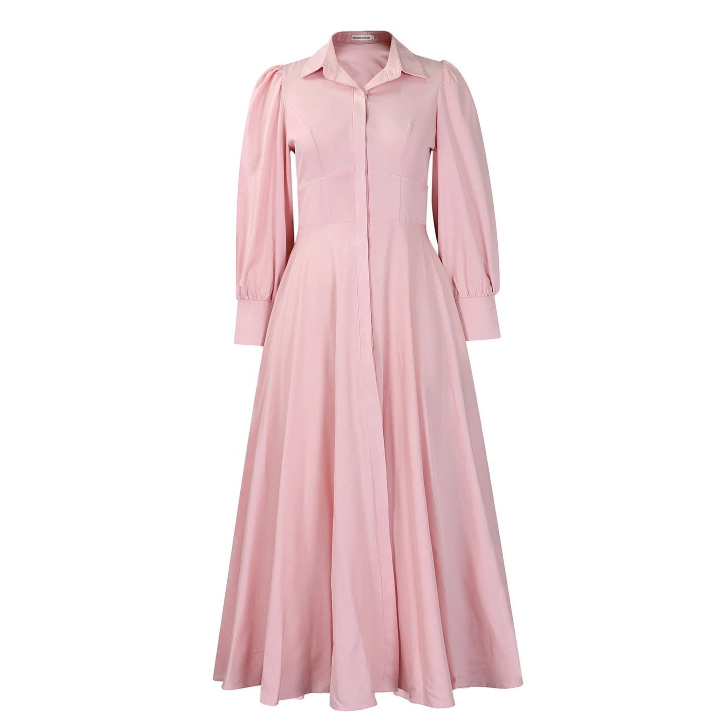 Women's Elegant Long Sleeve Big Hem Shirt Solid Color Dress by GJG Denim