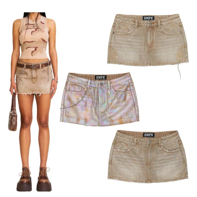Handmade Wildland Holographic Denim Skirt by GJG Denim
