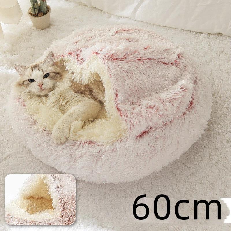 2 In 1 Dog And Cat Bed Pet Winter Bed Round Plush Warm Bed House Soft Long Plush Pets Bed Pet Products by GJG Denim