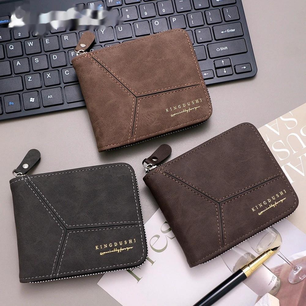 Matte Stitching Men's Short Wallet Multiple Card Slots by GJG Denim