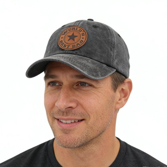 Men's "World's Best Dad" Adjustable Embroidered Baseball Cap by GJG Denim